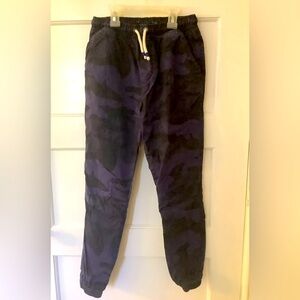 Mini Boden purple/black lined camo boys joggers. Size 11yr. Missing Boden tag